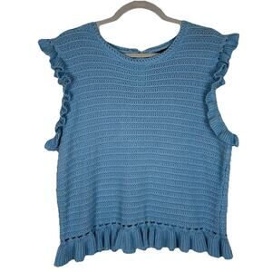 Marc New York Womens Sz XL Knit Ruffle sleeveless Tank Top sweater Cottagecore